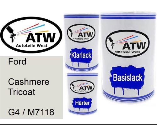 Ford, Cashmere Tricoat, G4 / M7118: 500ml Lackdose + 500ml Klarlack + 250ml Härter - Set, von ATW Autoteile West.